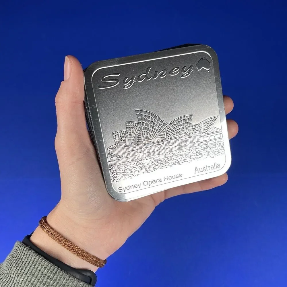 Riga‎ Set of 6 Silver Etched South Australia Sydney Etched Drink Coasters - Picture 2 of 11